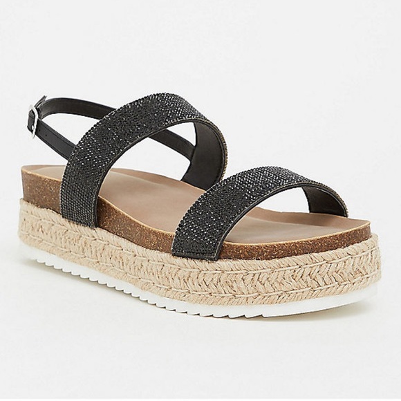 torrid Shoes - Black Rhinestone Flatforms— Size 8W!